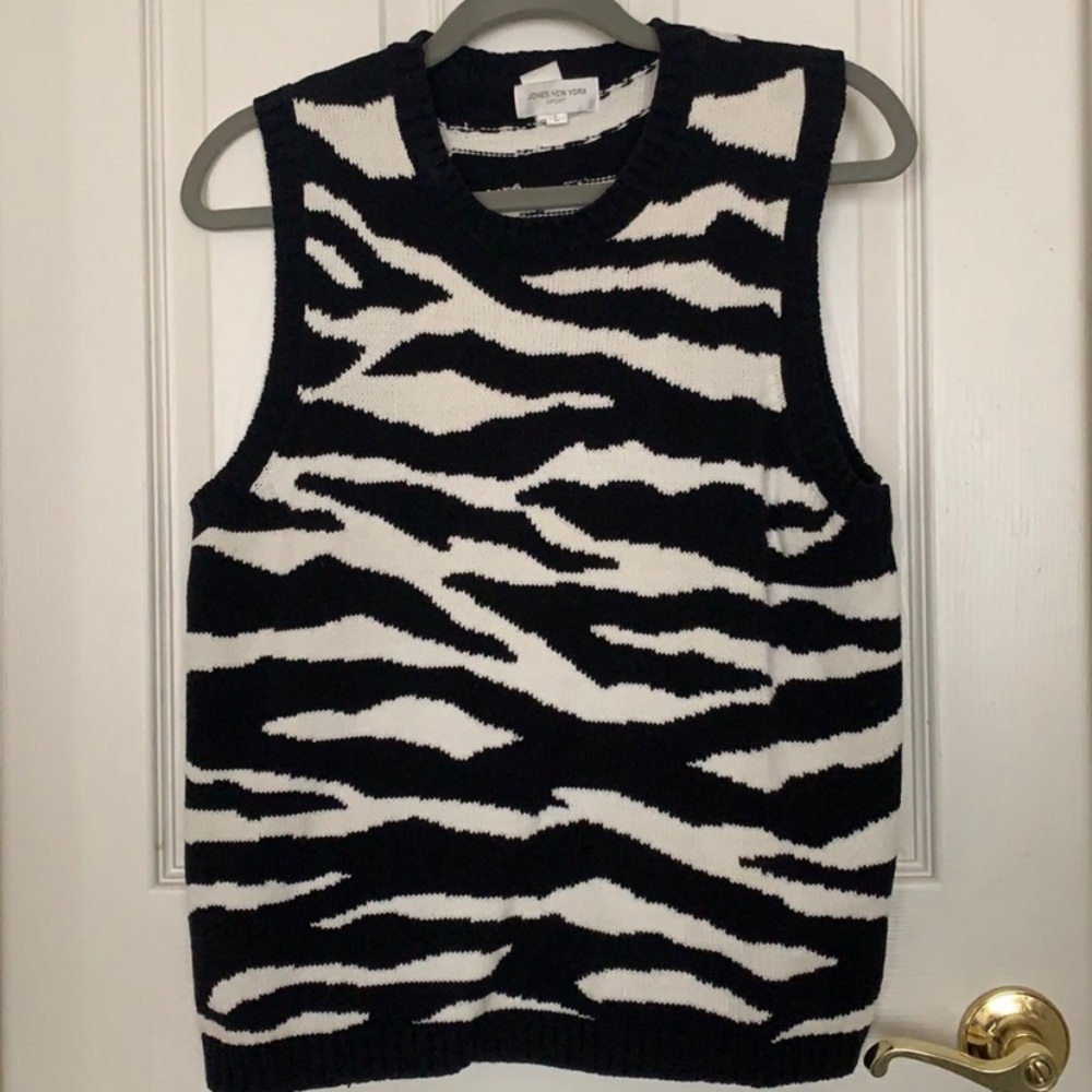 Zebra print sweater vest